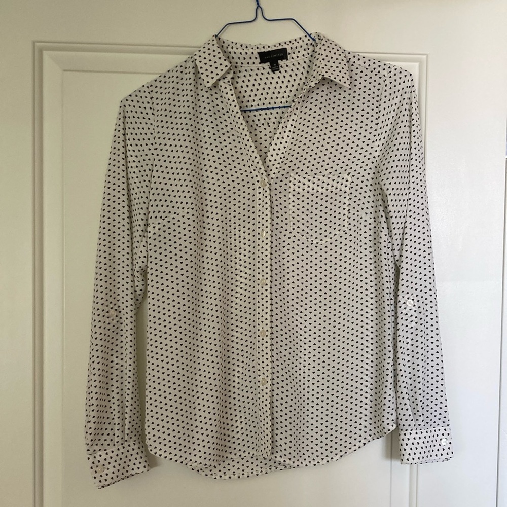 The Limited Black and White Heart Print Blouse